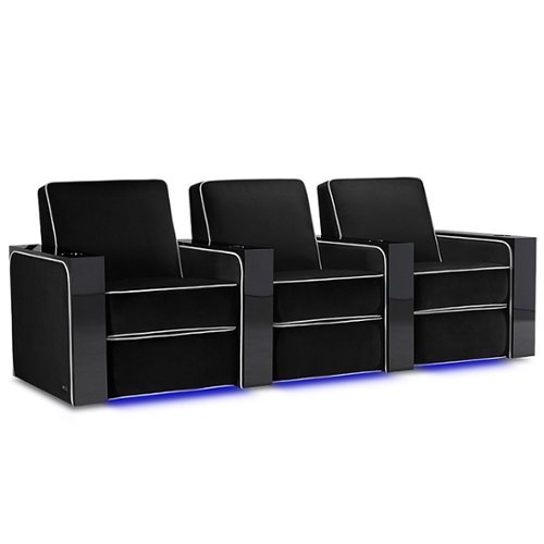 Valencia Theater Seating - Valencia Naples Prestige Row of 3 Parisian Velour Power Recline Home Theater Seating - Raven