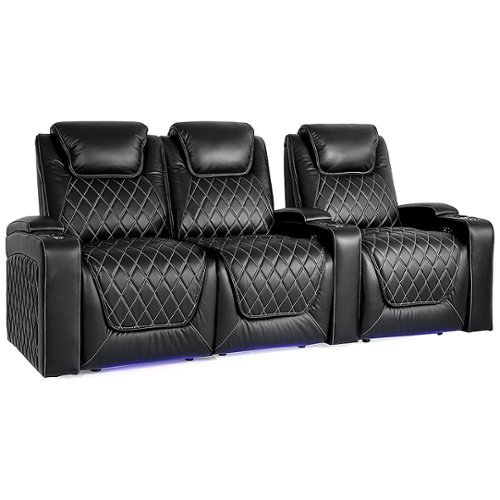 Valencia Theater Seating - Valencia Oslo Row of 3 Loveseat Left Premium Top Grain 11000 Nappa Leather Home Theater Seating - Midnight Black