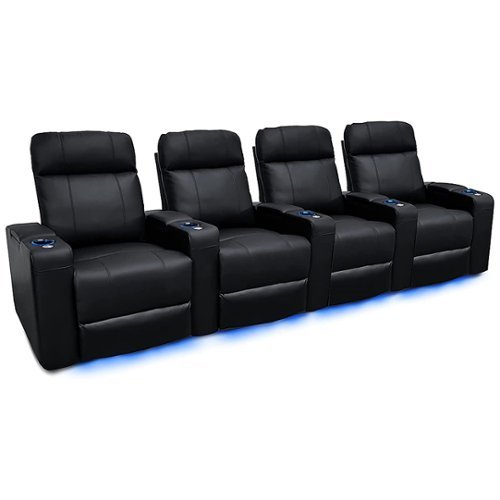 

Valencia Theater Seating - Valencia Piacenza Power Headrest Row of 4 Premium Top Grain Grade 9000 Leather Home Theater Seating - Black