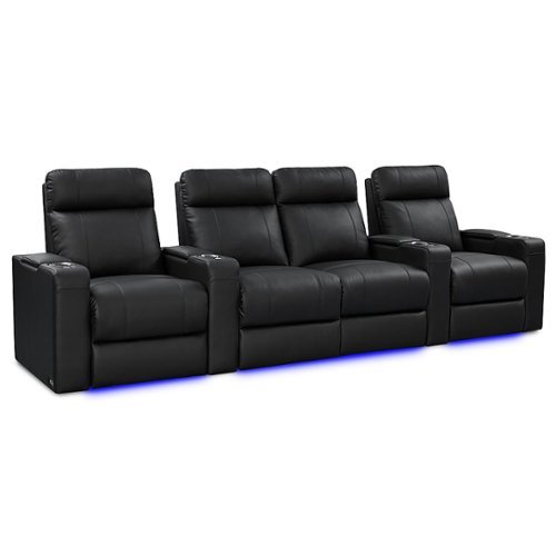 Valencia Theater Seating - Valencia Piacenza Luxury Row of 4 Loveseat Center Premium Semi-Aniline Italian Nappa Leather 20000 Home Theater Seating - Onyx