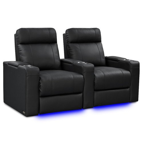 Valencia Theater Seating - Valencia Piacenza Luxury Row of 2 Premium Semi-Aniline Italian Nappa Leather 20000 Home Theater Seating - Onyx