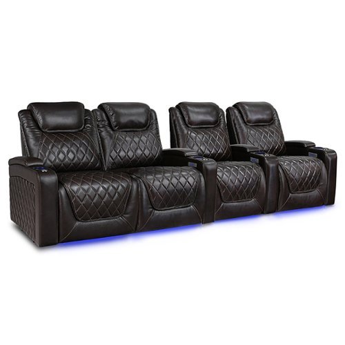 Valencia Theater Seating - Valencia Oslo XL Home Theater Seat | Premium Top Grain Nappa Leather 11000 (Row of 4 Loveseat Left) - Dark Chocolate