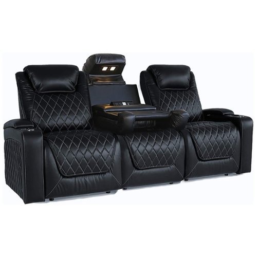 Valencia Theater Seating - Valencia Oslo XL Console Row of 3 Premium Top Grain Italian 11000 Nappa Leather Home Theater Seating - Black