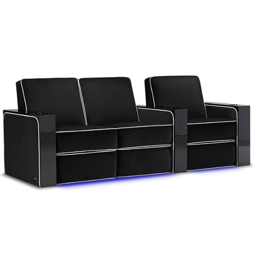 Valencia Theater Seating - Valencia Naples Prestige Row of 3 Loveseat Left Parisian Velour Power Recline Home Theater Seating - Raven