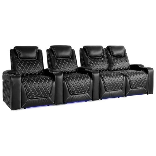 Valencia Theater Seating - Valencia Oslo Row of 4 Loveseat Right Premium Top Grain 11000 Nappa Leather Home Theater Seating - Midnight Black