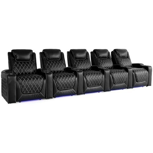 Valencia Theater Seating - Valencia Oslo Row of 5 Premium Top Grain 11000 Nappa Leather Home Theater Seating - Midnight Black