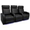 Valencia Theater Seating - Valencia Syracuse Row of 3 Premium Top Grain Grade 9000 Leather Home Theater Seating - Black-Angle_Standard