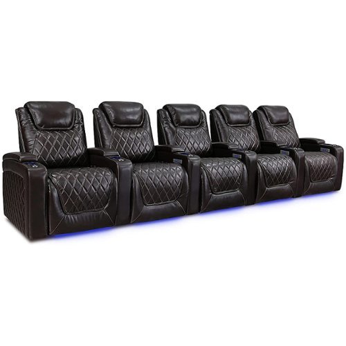Valencia Theater Seating - Valencia Oslo Row of 5 Premium Top Grain 11000 Nappa Leather Home Theater Seating - Dark Chocolate