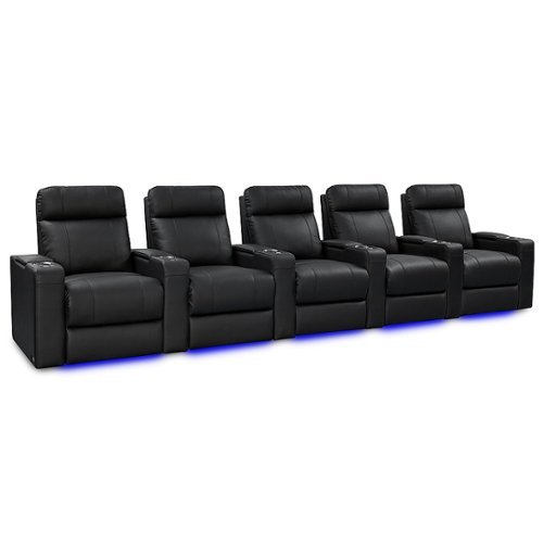 Valencia Theater Seating - Valencia Piacenza Luxury Row of 5 Premium Semi-Aniline Italian Nappa Leather 20000 Home Theater Seating - Onyx