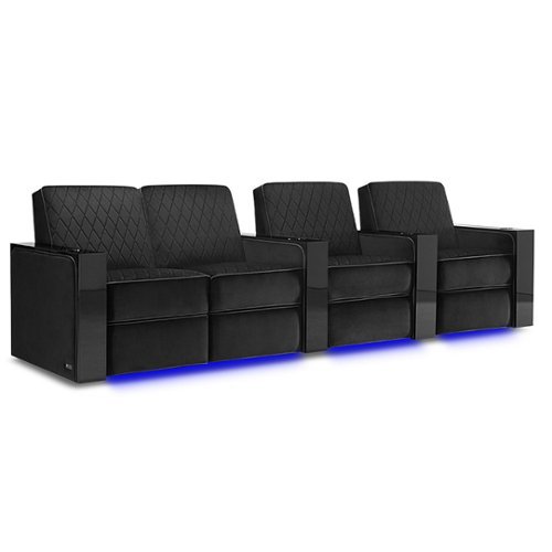 Valencia Theater Seating - Valencia Naples Prestige Row of 4 Loveseat Left Parisian Velour Power Recline Home Theater Seating - Raven