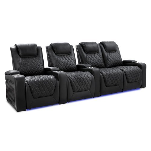 Valencia Theater Seating - Valencia Oslo Luxury Row of 4 Loveseat Right Premium Semi-Aniline Italian Nappa 20000 Leather Home Theater Seating - Onyx