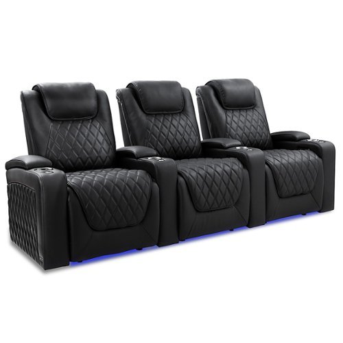 Valencia Theater Seating - Valencia Oslo Luxury Row of 3 Premium Semi-Aniline Italian Nappa 20000 Leather Home Theater Seating - Onyx