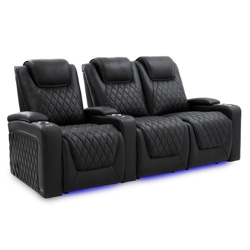 Valencia Theater Seating - Valencia Oslo Luxury Row of 3 Loveseat Right Premium Semi-Aniline Italian Nappa 20000 Leather Home Theater Seating - Onyx