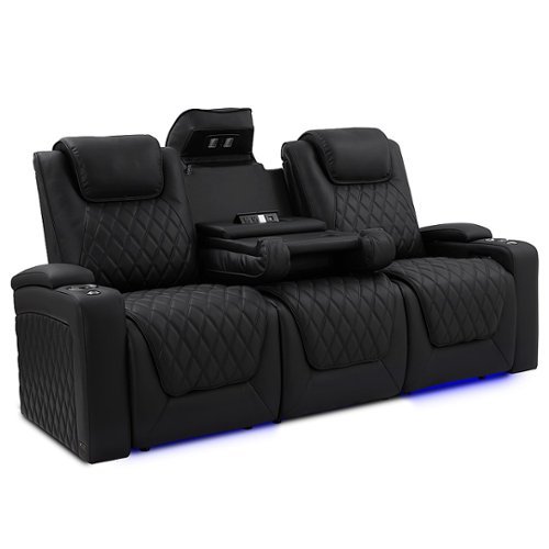 Valencia Theater Seating - Valencia Oslo Luxury Console Edition Home Theater Seating | Semi-Aniline Italian Nappa 20000 Leather (Row of 3 - Onyx