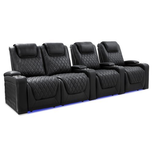 Valencia Theater Seating - Valencia Oslo Luxury Row of 4 Loveseat Left Premium Semi-Aniline Italian Nappa 20000 Leather Home Theater Seating - Onyx