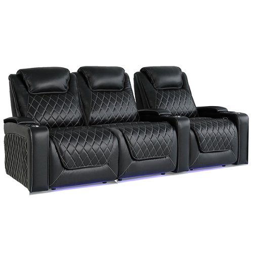 Valencia Theater Seating - Valencia Oslo XL Home Theater Seat | Premium Top Grain Nappa Leather 11000 (Row of 3 Loveseat Left) - Black