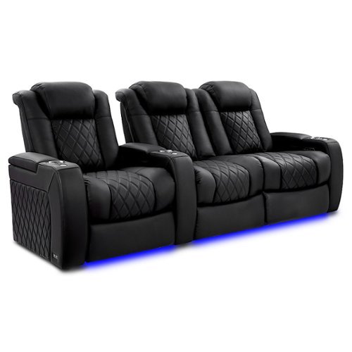Valencia Theater Seating - Valencia Tuscany XL Ultimate Row of 3 Loveseat Right Premium Semi-Aniline Italian Nappa Leather 20000 - Onyx