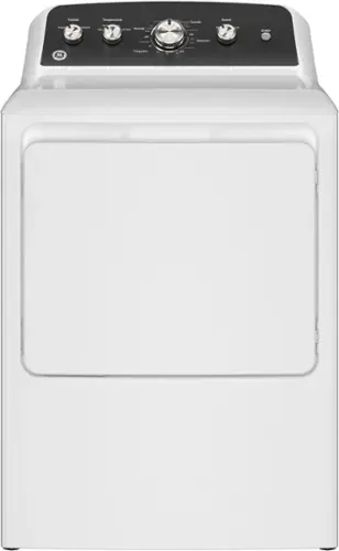 Front. GE - 7.2 Cu. Ft. Gas Dryer with Auto Dry - White with Matte Black.