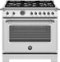 Bertazzoni - 36" Heritage Series range - Gas Oven - 6 brass burners - Stainless Steel-Front_Standard