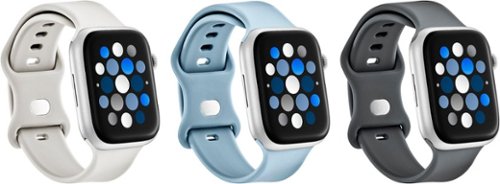  Best Buy essentials™ - Silicone Bands for Apple Watch 42mm, 44mm, 45mm, SE, Ultra 49mm and Ultra 2 49mm (3-Pack) - Starlight, Blue/Gray and Gray