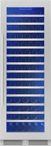 Front. Zephyr - Presrv 24 in. 142-Bottle Built-In/Freestanding Single Zone Full Size Wine Cooler with Full-Extension Wood Racks - Stainless Steel + Glass.