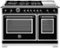 Bertazzoni - 48" Heritage Series range - Gas Oven - 6 brass burners + griddle - Black-Front_Standard