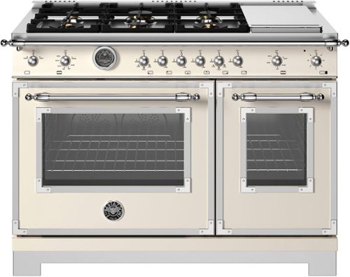 

Bertazzoni - 48" Heritage Series range - Gas Oven - 6 brass burners + griddle - Ivory