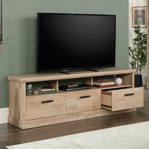 Sauder Aspen Post Entertainment Center TV Stand for TVs up to 70": Holds, 3 Drawers, 3 Cubbies, Farmhouse Style