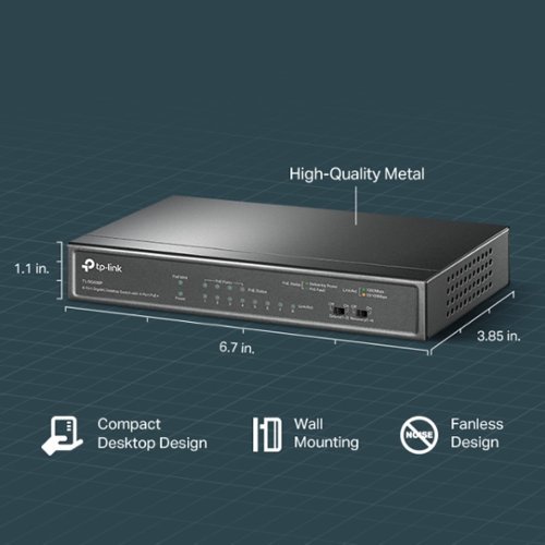 TP-Link 8-Port Gigabit (10/100/1000Mbps) Desktop Unmanaged PoE Switch - Black WORLDWIDE DELIVERY
