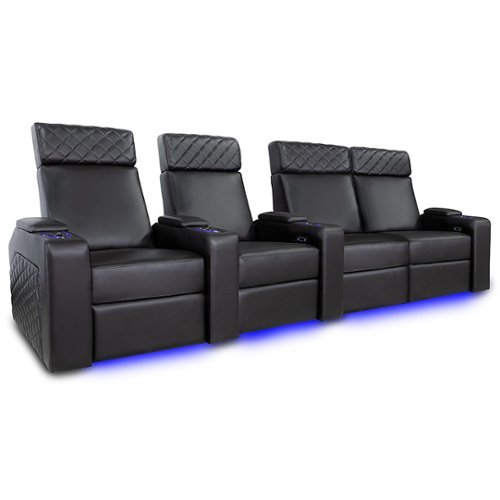 Valencia Theater Seating - Valencia Zurich Row of 4 Loveseat Right Premium Top Grain Nappa Leather 11000 Home Theater Seating - Black