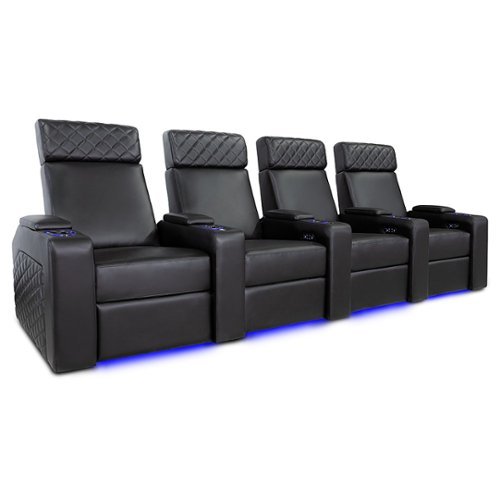 Valencia Theater Seating - Valencia Zurich Row of 4 Premium Top Grain Nappa Leather 11000 Home Theater Seating - Black