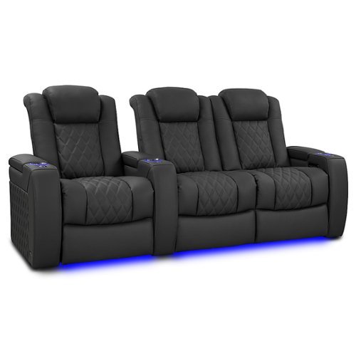 Valencia Theater Seating - Valencia Tuscany Luxury Row of 3 Loveseat Right Semi-Aniline Italian 20000 Leather Home Theater Seating - Graphite