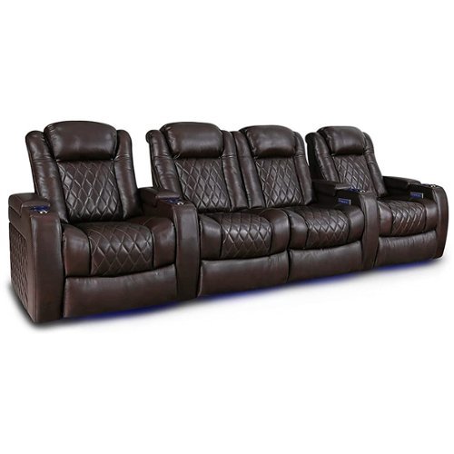 Valencia Theater Seating - Valencia Tuscany XL Row of 4 Loveseat Center premium top grain Nappa leather 11000 Home Theater Seating - Dark Chocolate-Angle_Standard 