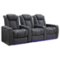 Valencia Theater Seating - Valencia Tuscany Row of 3 Premium Top Grain 11000 Nappa Leather Home Theater Seating - Charcoal Grey-Angle_Standard