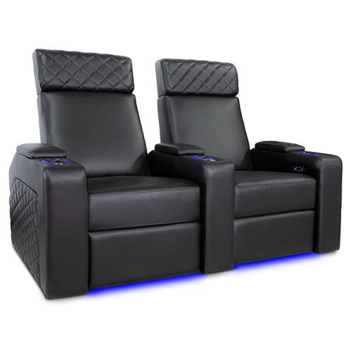 Valencia Theater Seating - Valencia Zurich Row of 2 Premium Top Grain Nappa Leather 11000 Home Theater Seating - Black