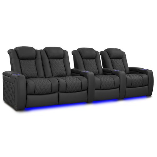 Valencia Theater Seating - Valencia Tuscany XL Luxury Edition Row of 4 Loveseat Left Semi-Aniline Italian Nappa Leather 20000 Home Theater Seating - Graphite-Angle_Standard 