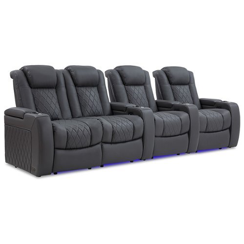 Valencia Theater Seating - Valencia Tuscany Row of 4 Loveseat Left Premium Top Grain 11000 Nappa Leather Home Theater Seating - Charcoal Grey
