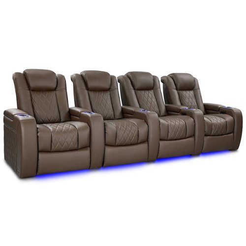 Valencia Theater Seating - Valencia Tuscany Vegan Row of 4 Premium Vegan Leather Luxury Home Theater Seating - Dark Truffle