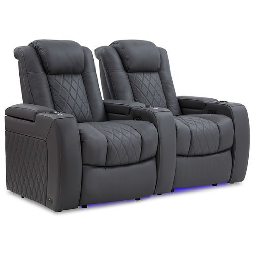 Valencia Theater Seating - Valencia Tuscany Row of 2 Premium Top Grain 11000 Nappa Leather Home Theater Seating - Charcoal Grey