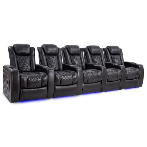 Valencia Theater Seating - Valencia Tuscany Slim Row of 5 Premium Top Grain 11000 Nappa Leather Home Theater Seating - Midnight Black