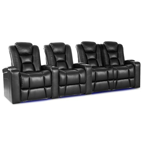 Valencia Theater Seating - Valencia Venice Row of 4 Loveseat Right Top Grain Genuine Leather 11000 Home Theater Seating - Black