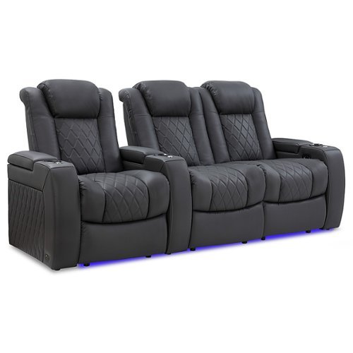 Valencia Theater Seating - Valencia Tuscany Row of 3 Loveseat Right Premium Top Grain 11000 Nappa Leather Home Theater Seating - Charcoal Grey