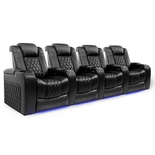 Valencia Theater Seating - Valencia Tuscany Row of 4 Premium Top Grain 11000 Nappa Leather Home Theater Seating - Midnight Black