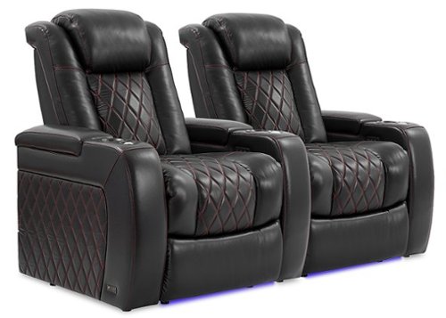 Valencia Theater Seating - Valencia Tuscany Row of 2 Premium Top Grain 11000 Nappa Leather Home Theater Seating - Black & Red Stitching