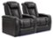 Valencia Theater Seating - Valencia Tuscany Row of 2 Premium Top Grain 11000 Nappa Leather Home Theater Seating - Black & Red Stitching-Angle_Standard