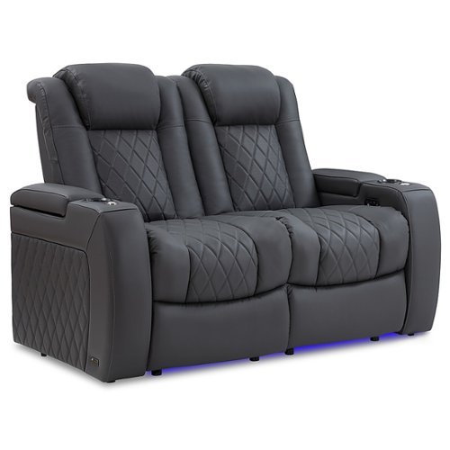 Valencia Theater Seating - Valencia Tuscany Row of 2 Loveseat Premium Top Grain 11000 Nappa Leather Home Theater Seating - Charcoal Grey