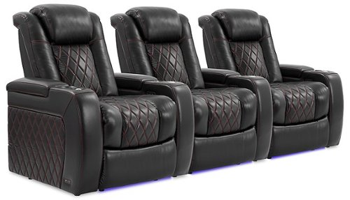 Valencia Theater Seating - Valencia Tuscany Row of 3 Premium Top Grain 11000 Nappa Leather Home Theater Seating - Black & Red Stitching-Angle_Standard 