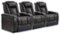 Valencia Theater Seating - Valencia Tuscany Row of 3 Premium Top Grain 11000 Nappa Leather Home Theater Seating - Black & Red Stitching-Angle_Standard