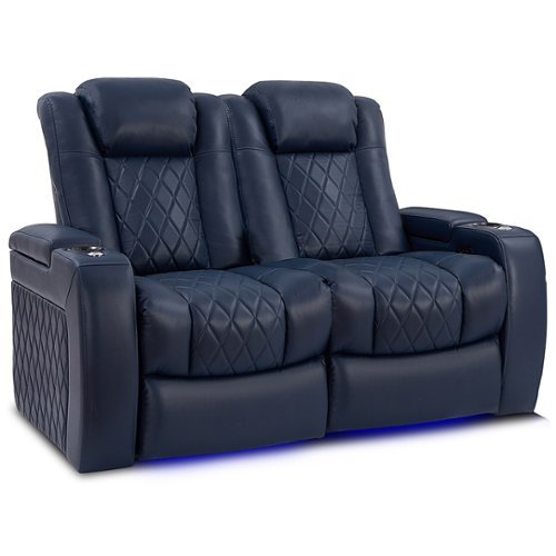 Valencia Theater Seating - Valencia Tuscany Row of 2 Loveseat Premium Top Grain 11000 Nappa Leather Home Theater Seating - Navy Blue-Angle_Standard 