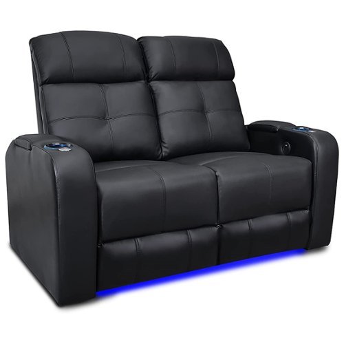 

Valencia Theater Seating - Valencia Verona Power Headrest Row of 2 Loveseat Top Grain Genuine Leather 9000 Home Theater Seating - Black
